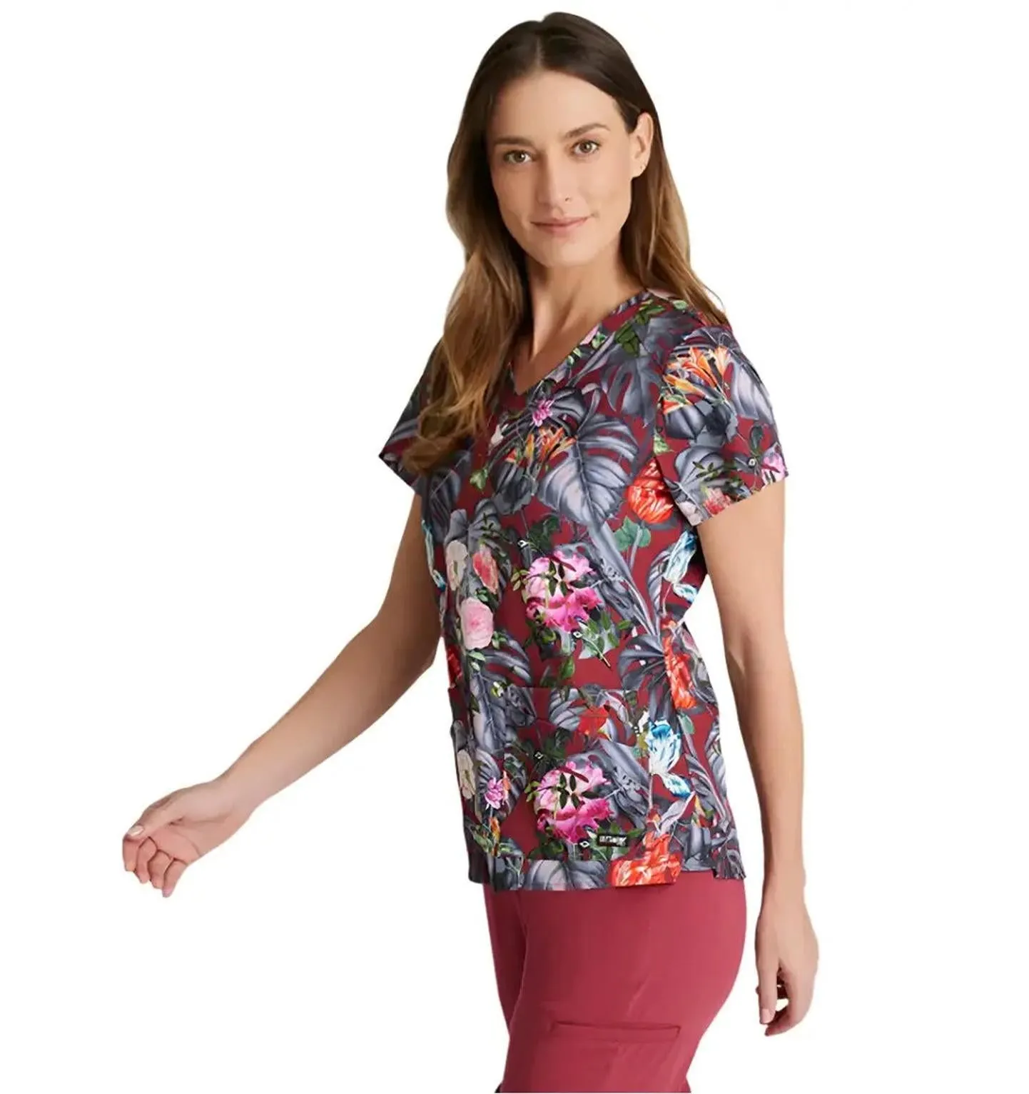Grey's Anatomy Stretch™ by Barco Ella Print Top 4-Pocket Print Scrub Top