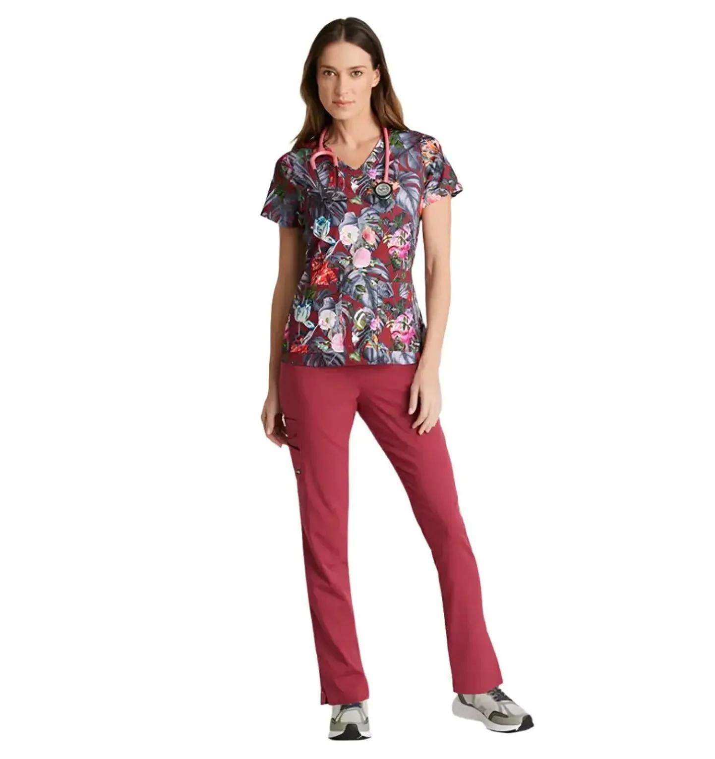 Grey's Anatomy Stretch™ by Barco Ella Print Top 4-Pocket Print Scrub Top