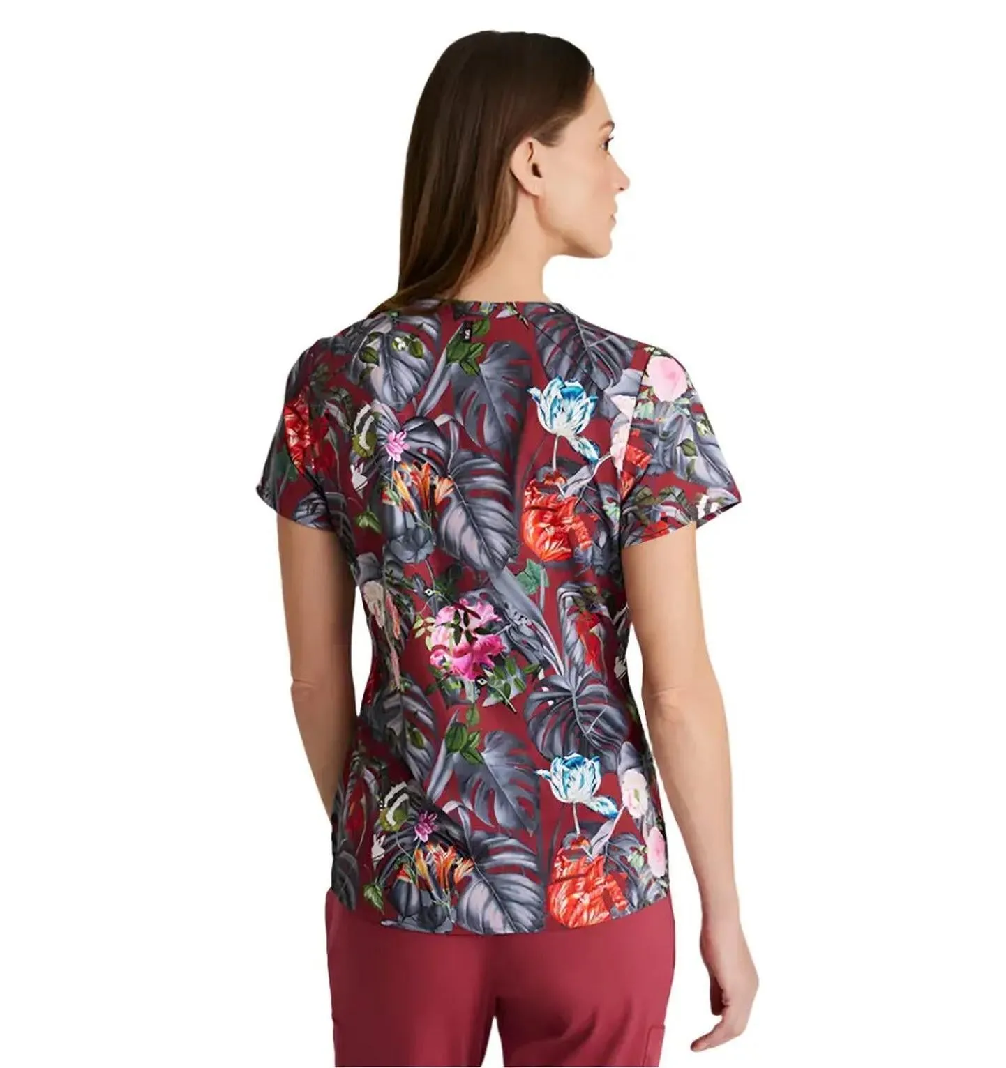 Grey's Anatomy Stretch™ by Barco Ella Print Top 4-Pocket Print Scrub Top