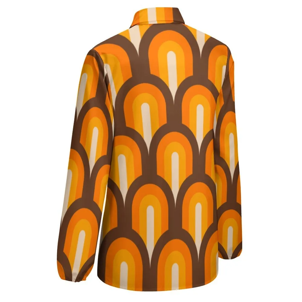 Groovy Blouse, 60s 70s Style Shirt, Retro Top, Women's 70s Inspired Top, Hippie Top, 70s Style Blouse, Mod Orange Top, Groovy Top Women