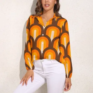 Groovy Blouse, 60s 70s Style Shirt, Retro Top, Women's 70s Inspired Top, Hippie Top, 70s Style Blouse, Mod Orange Top, Groovy Top Women