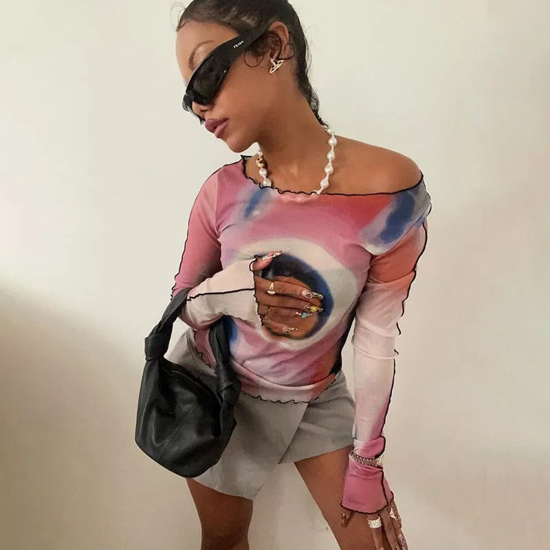 Grunge Cosmic Prints Tissue Top