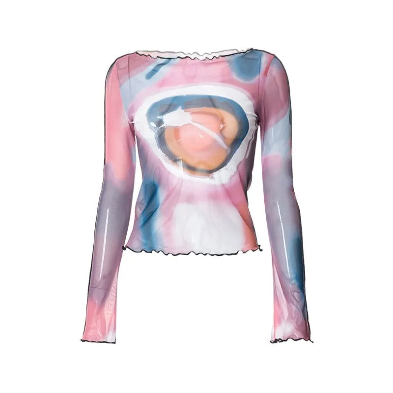 Grunge Cosmic Prints Tissue Top