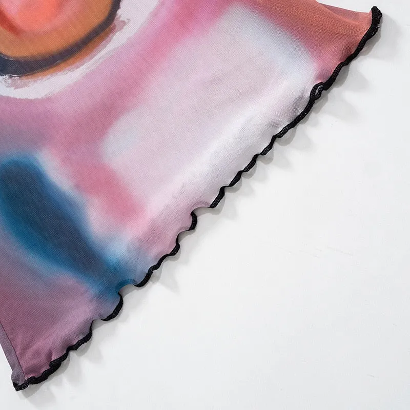 Grunge Cosmic Prints Tissue Top
