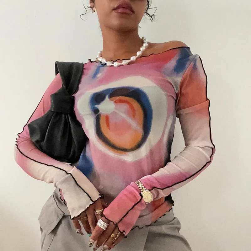 Grunge Cosmic Prints Tissue Top