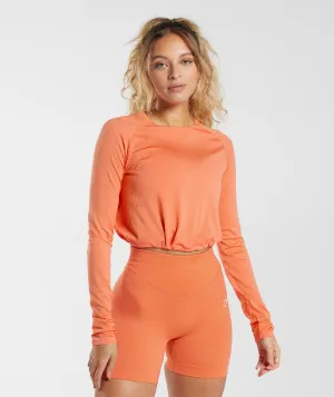 Gymshark Sweat Seamless Long Sleeve Crop Top - Aerospace Orange