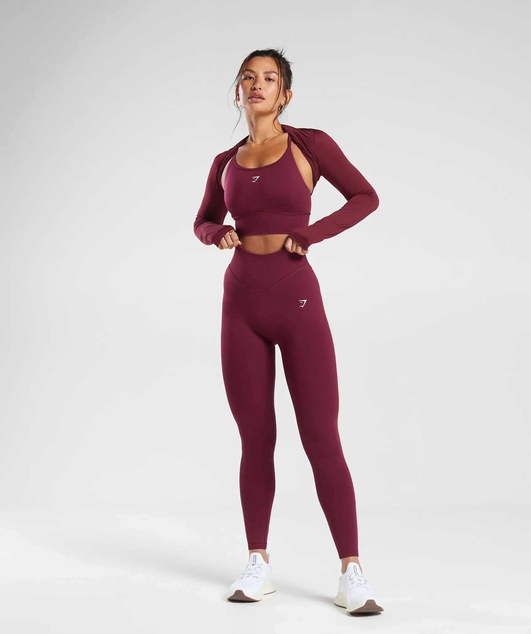 Gymshark Sweat Seamless Long Sleeve Crop Top - Plum Pink