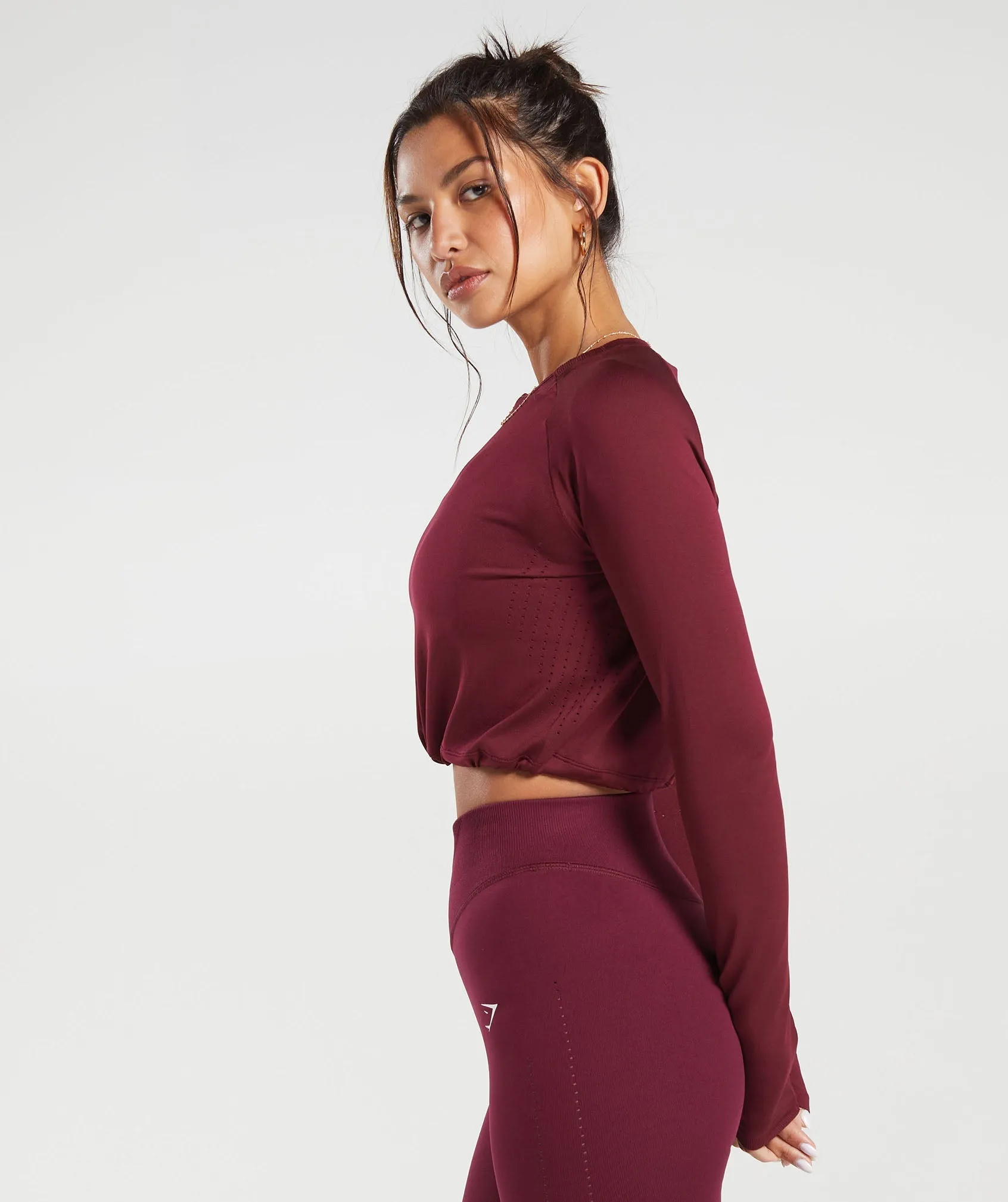 Gymshark Sweat Seamless Long Sleeve Crop Top - Plum Pink