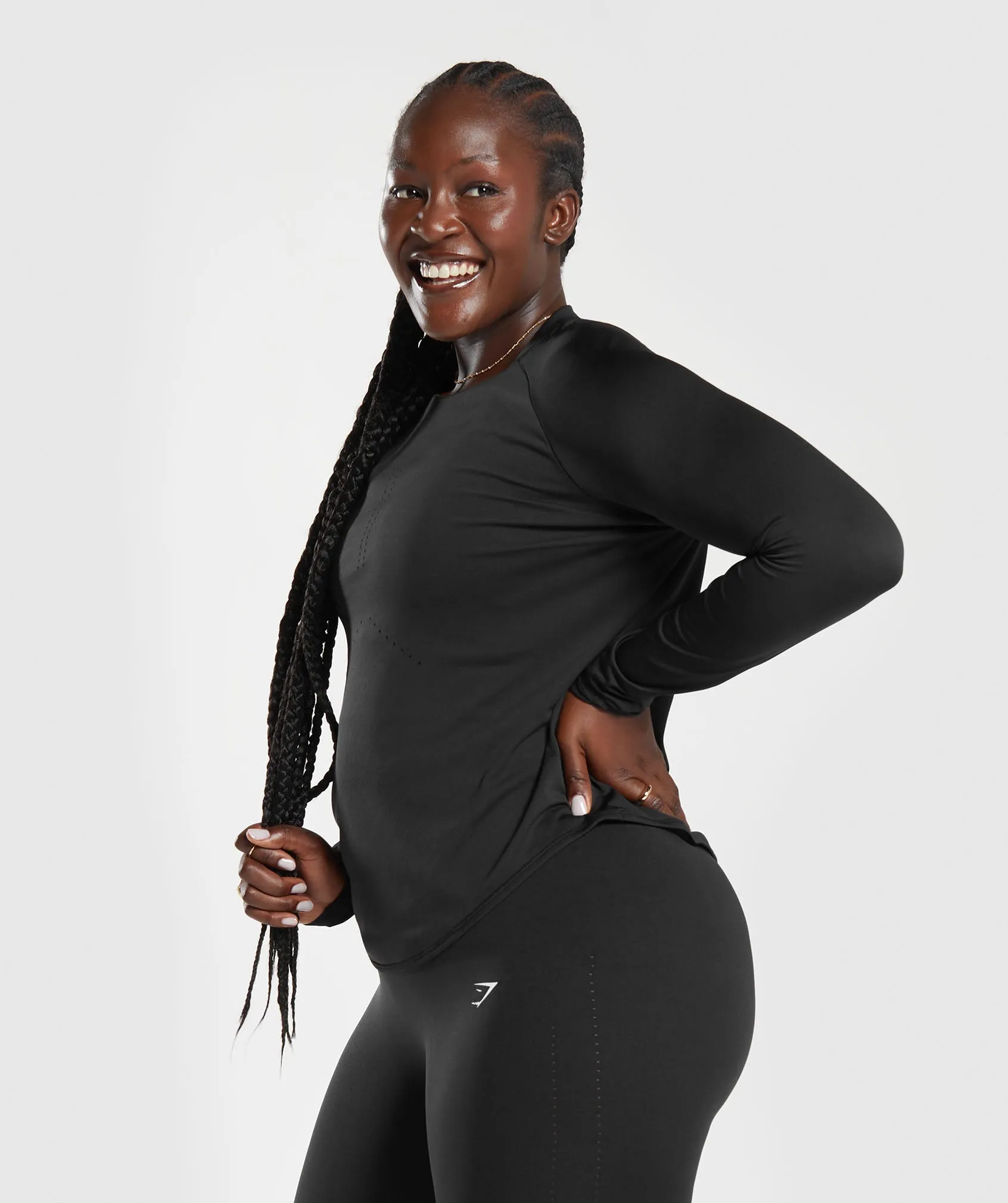 Gymshark Sweat Seamless Long Sleeve Top - Black