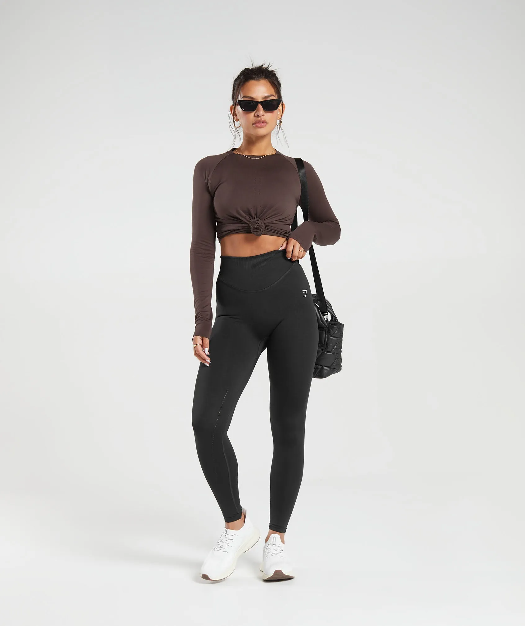 Gymshark Sweat Seamless Long Sleeve Top - Shadow Brown