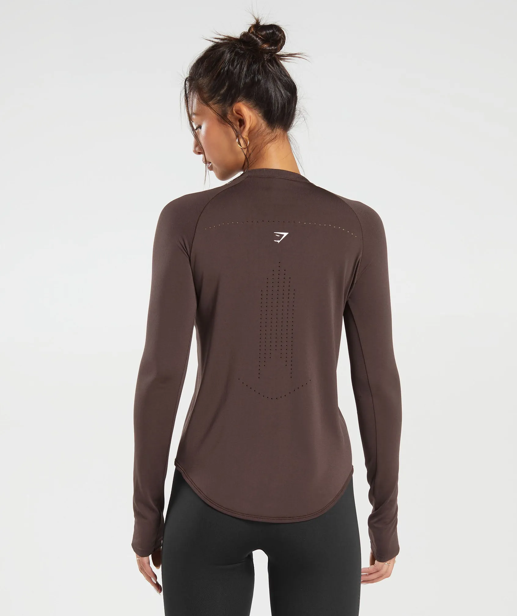 Gymshark Sweat Seamless Long Sleeve Top - Shadow Brown