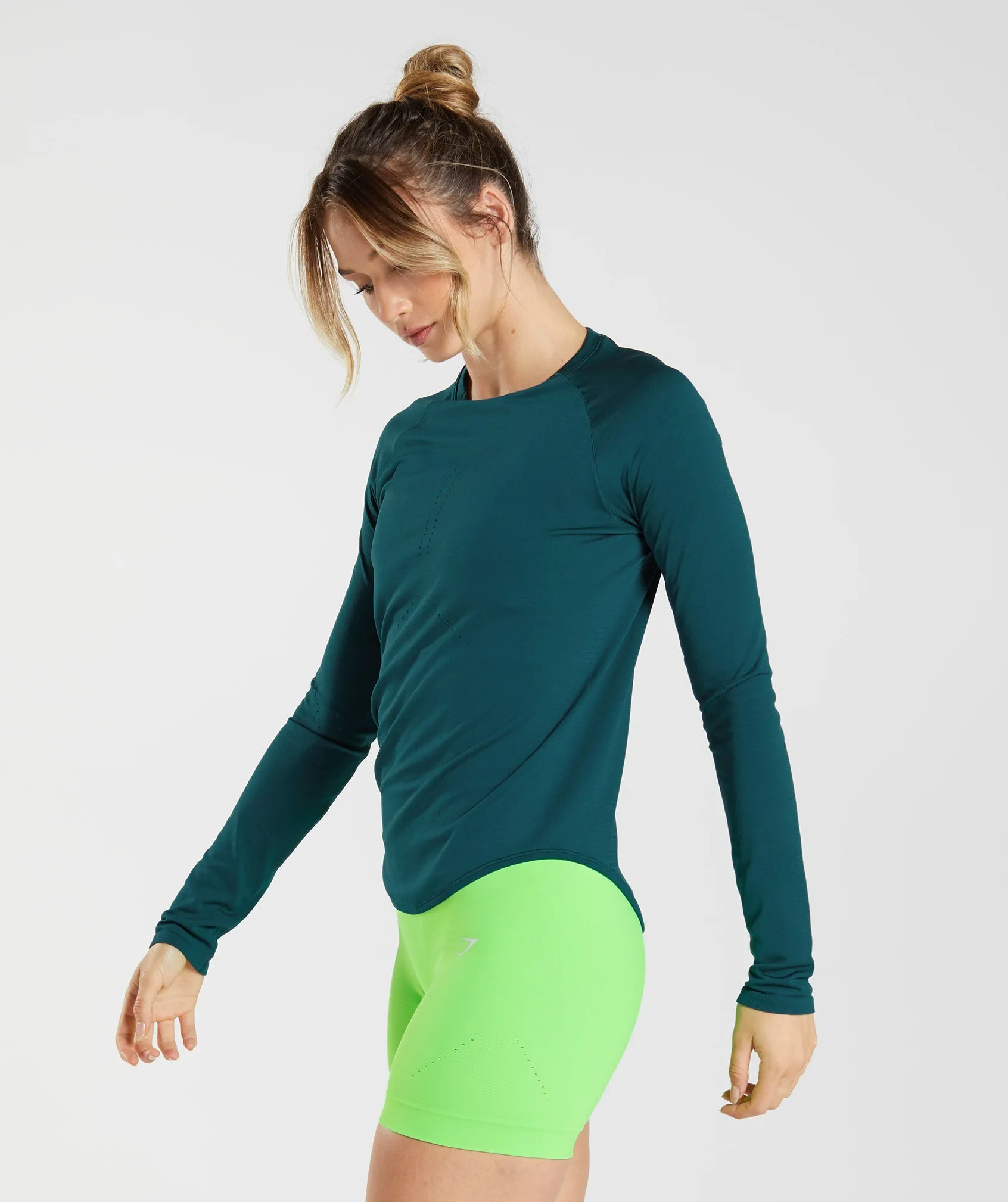 Gymshark Sweat Seamless Long Sleeve Top - Winter Teal