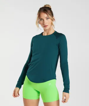 Gymshark Sweat Seamless Long Sleeve Top - Winter Teal