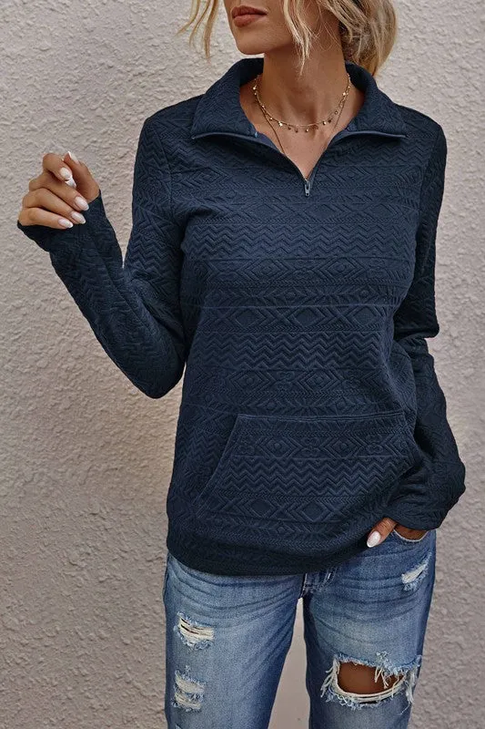 Half Zip Textured Sweater