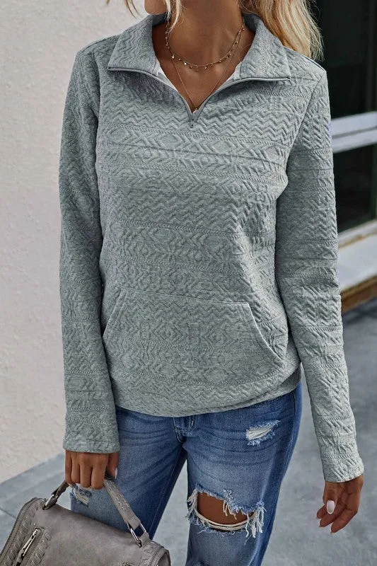 Half Zip Textured Sweater