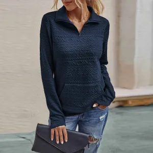 Half Zip Textured Sweater