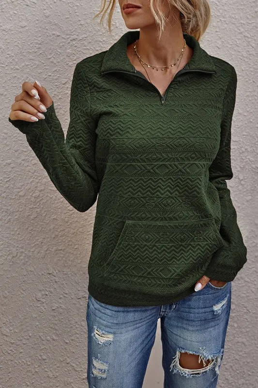 Half Zip Textured Sweater