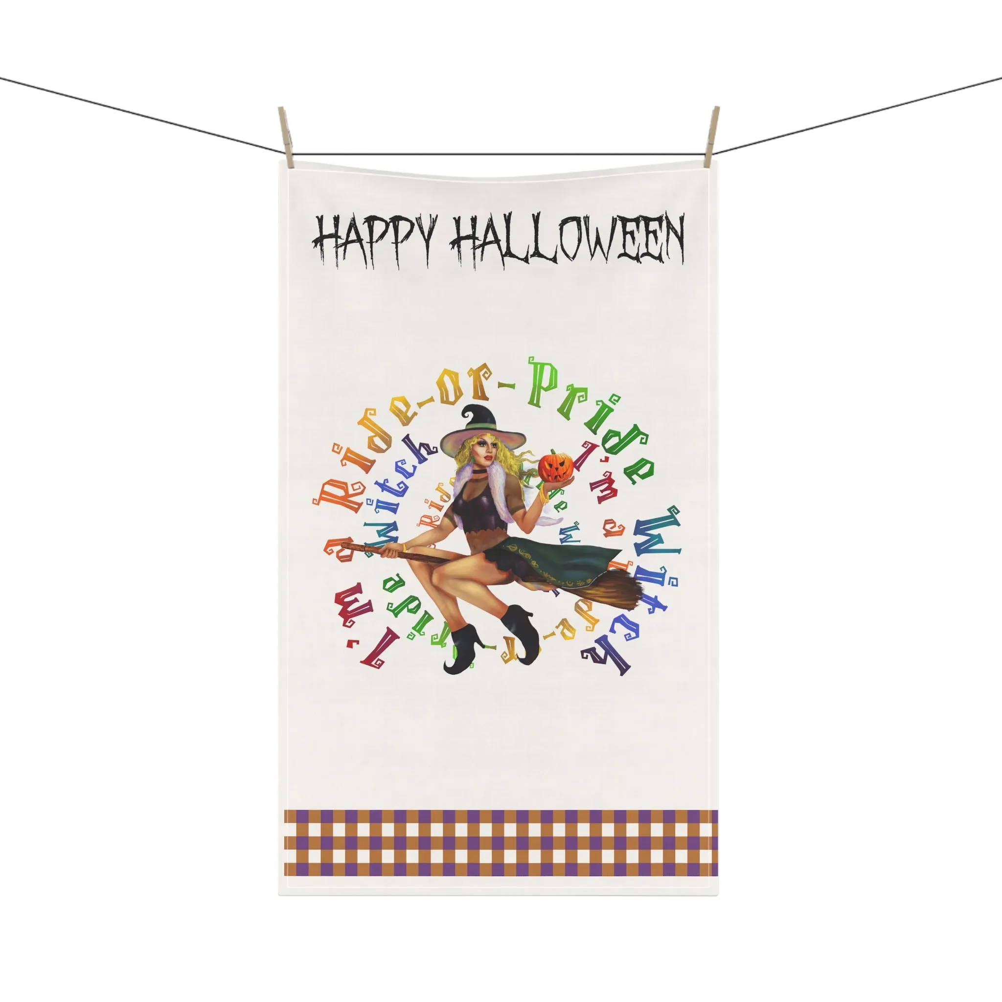 Halloween Kitchen Towel - Happy Halloween - I m a ride or pride White Bitch
