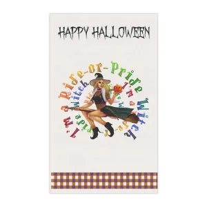Halloween Kitchen Towel - Happy Halloween - I m a ride or pride White Bitch