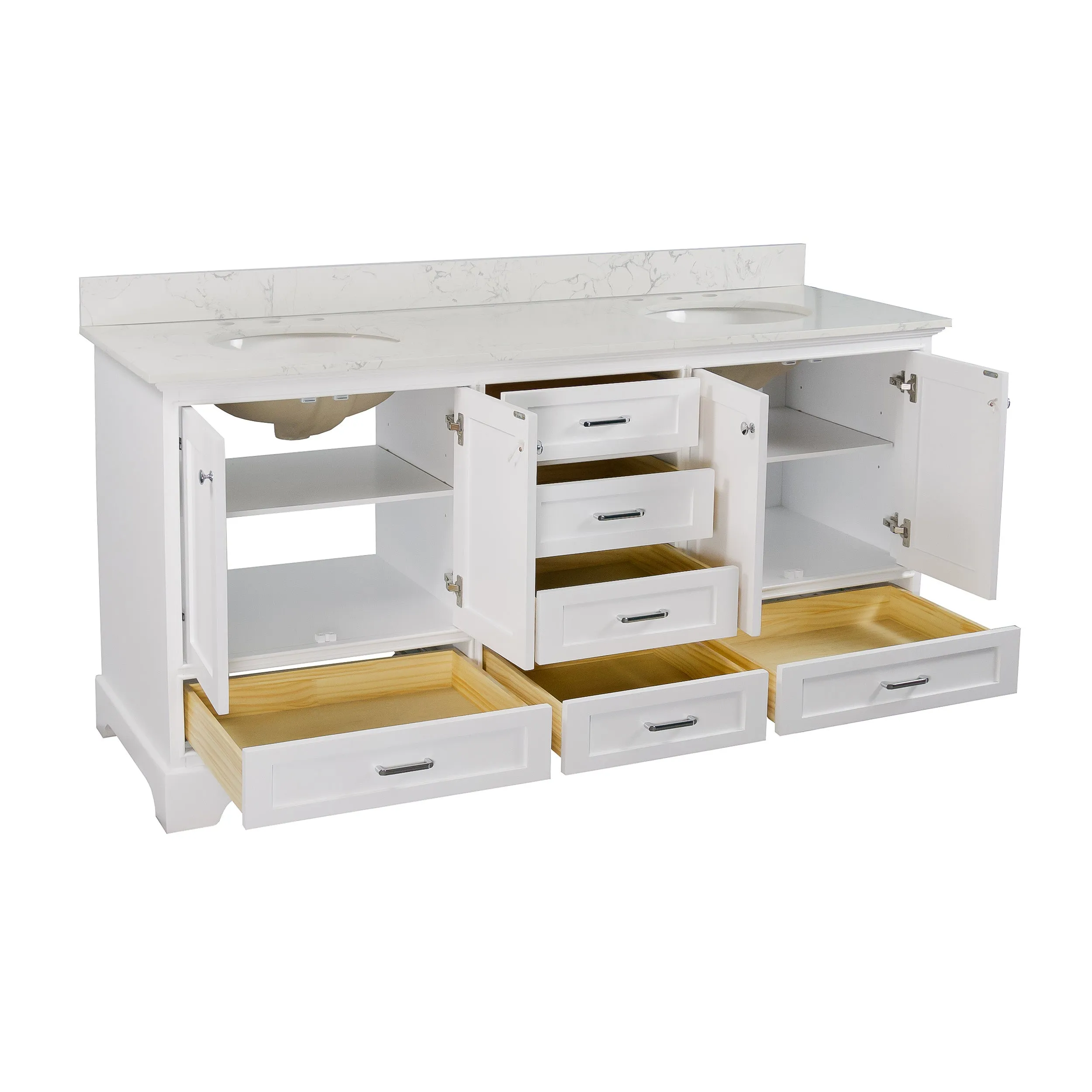 Harper 72-inch Double Vanity with Engineered Marble Top