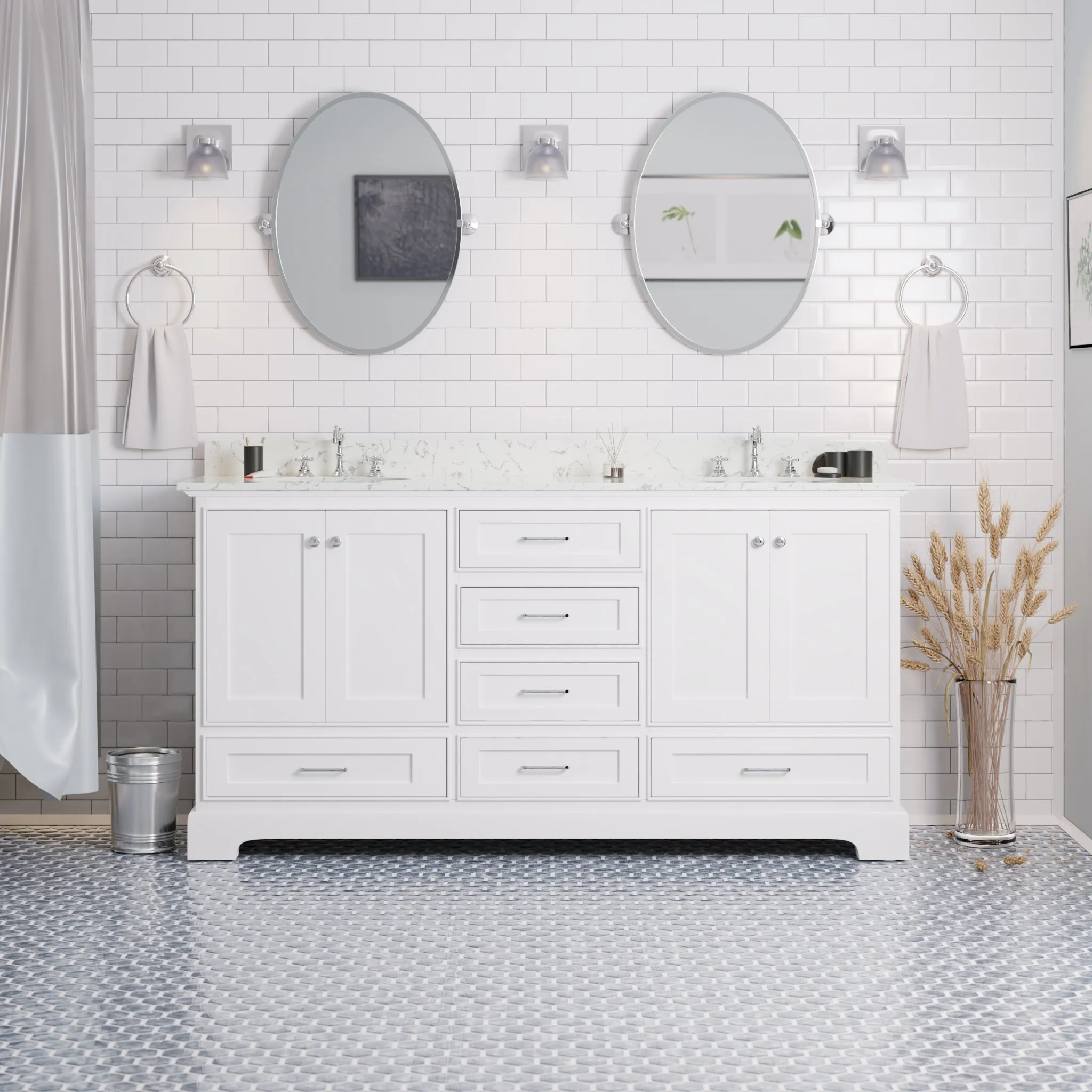 Harper 72-inch Double Vanity with Engineered Marble Top