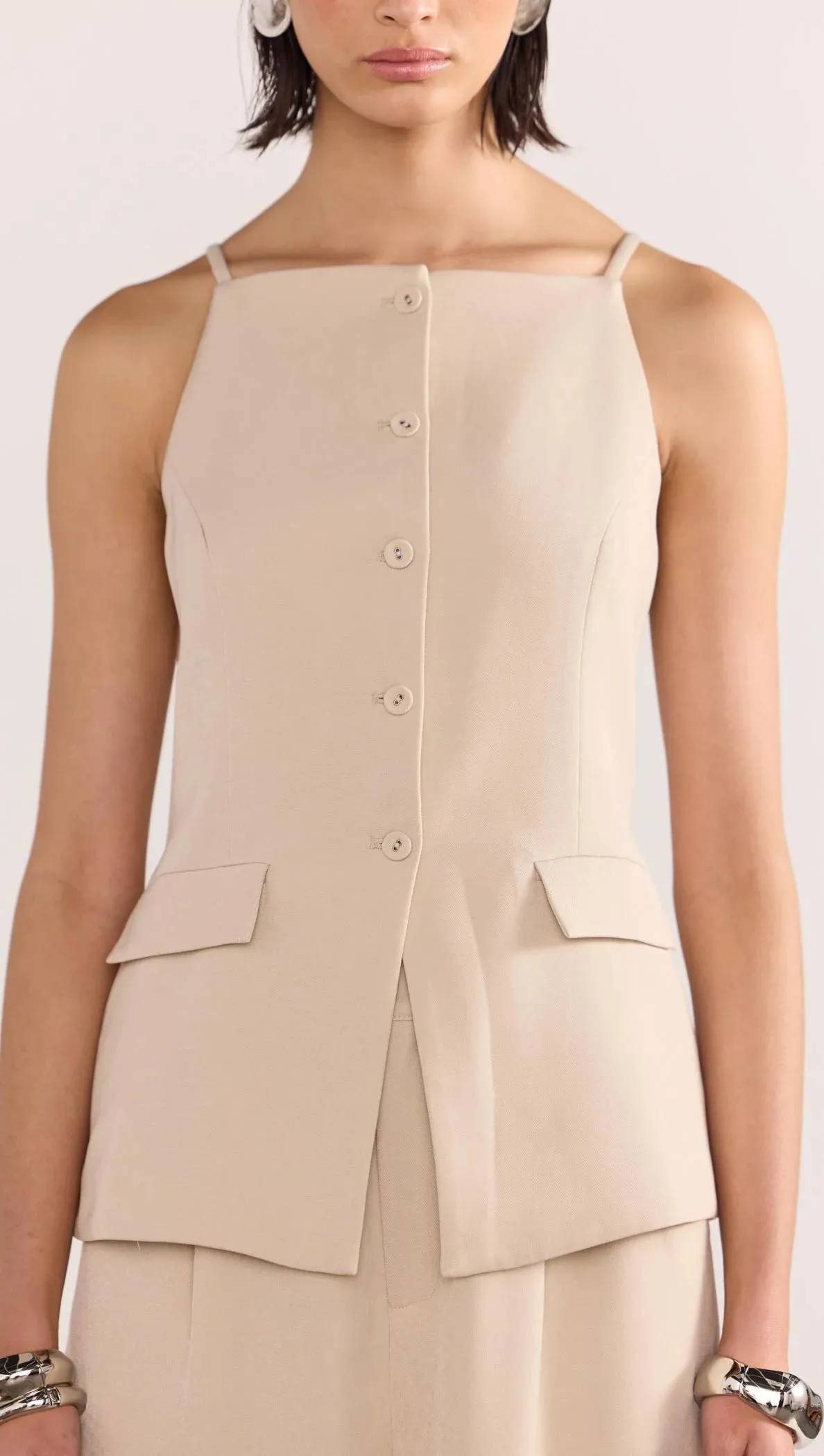 HAYDEN LONGLINE VEST -Beige
