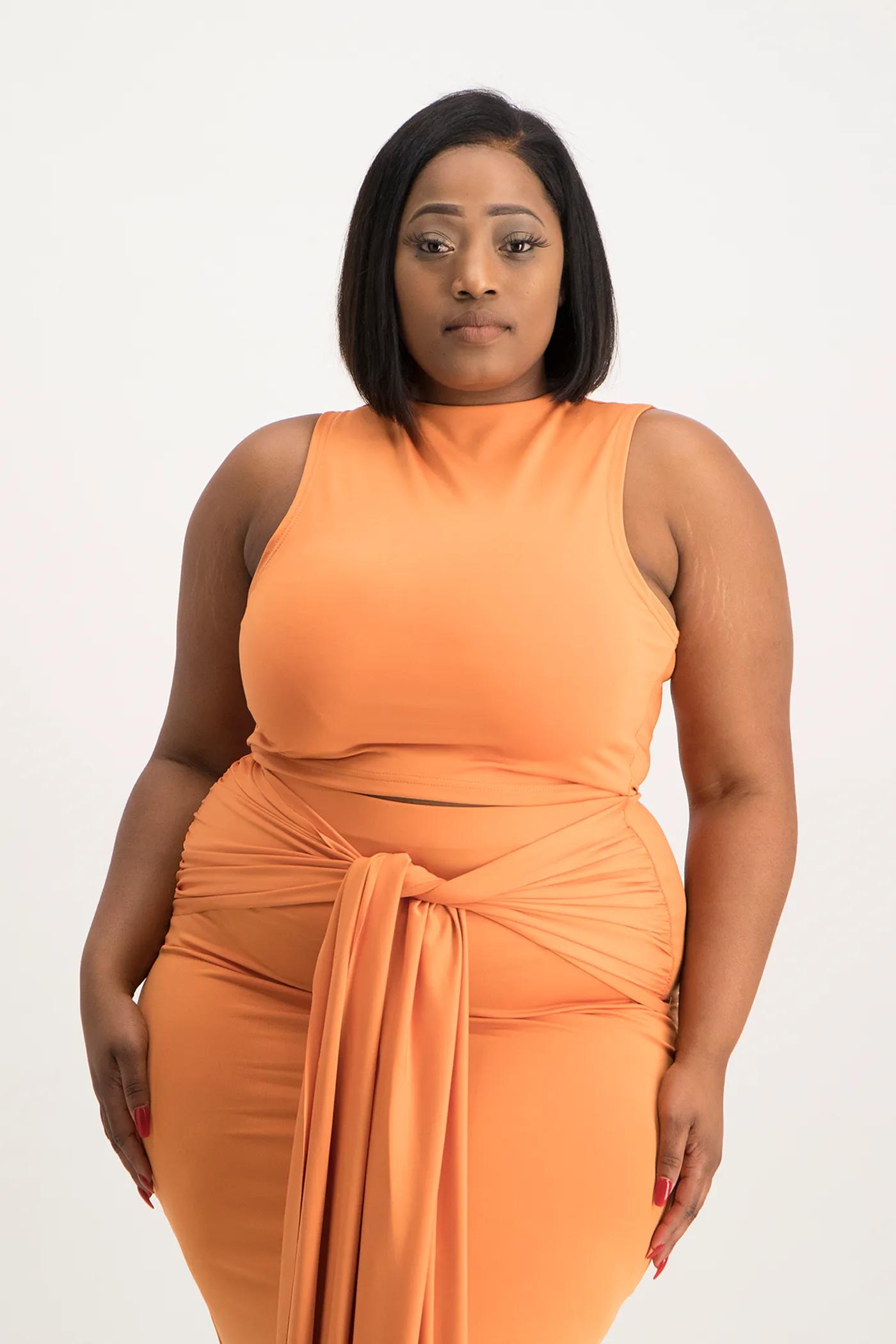 Hazel High Neck Crop Top - Dusty Orange