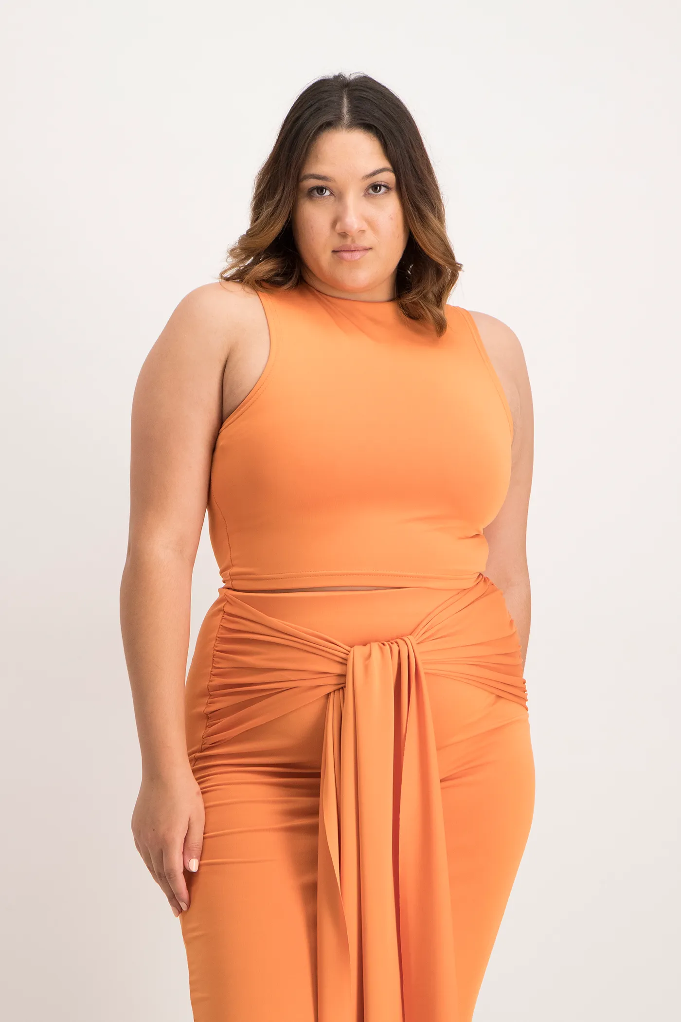 Hazel High Neck Crop Top - Dusty Orange