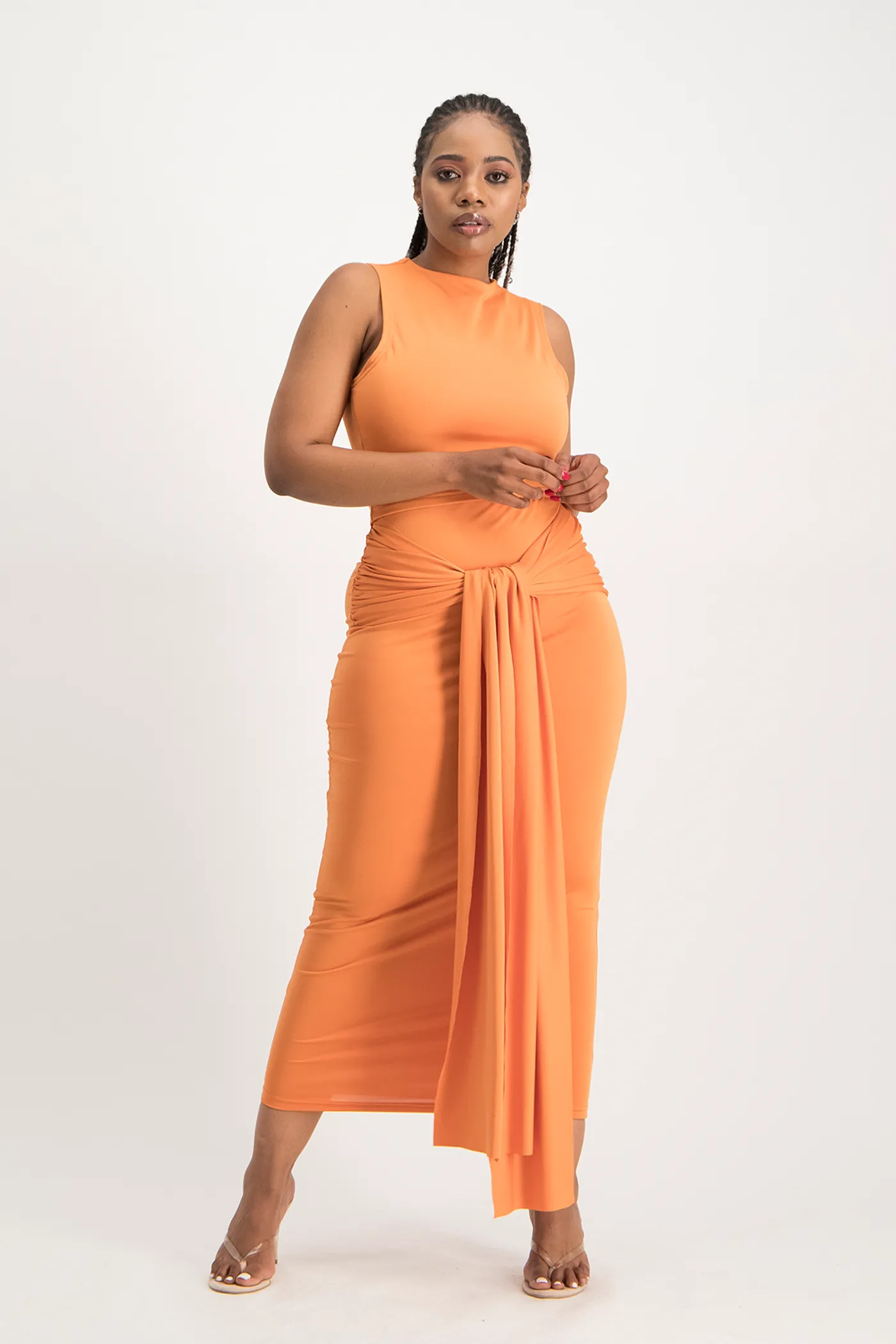 Hazel High Neck Crop Top - Dusty Orange