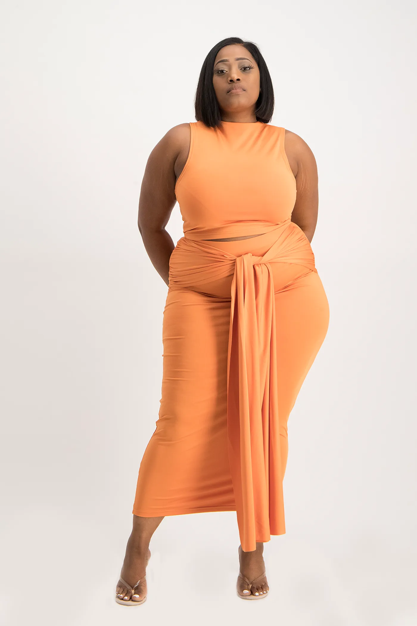 Hazel High Neck Crop Top - Dusty Orange