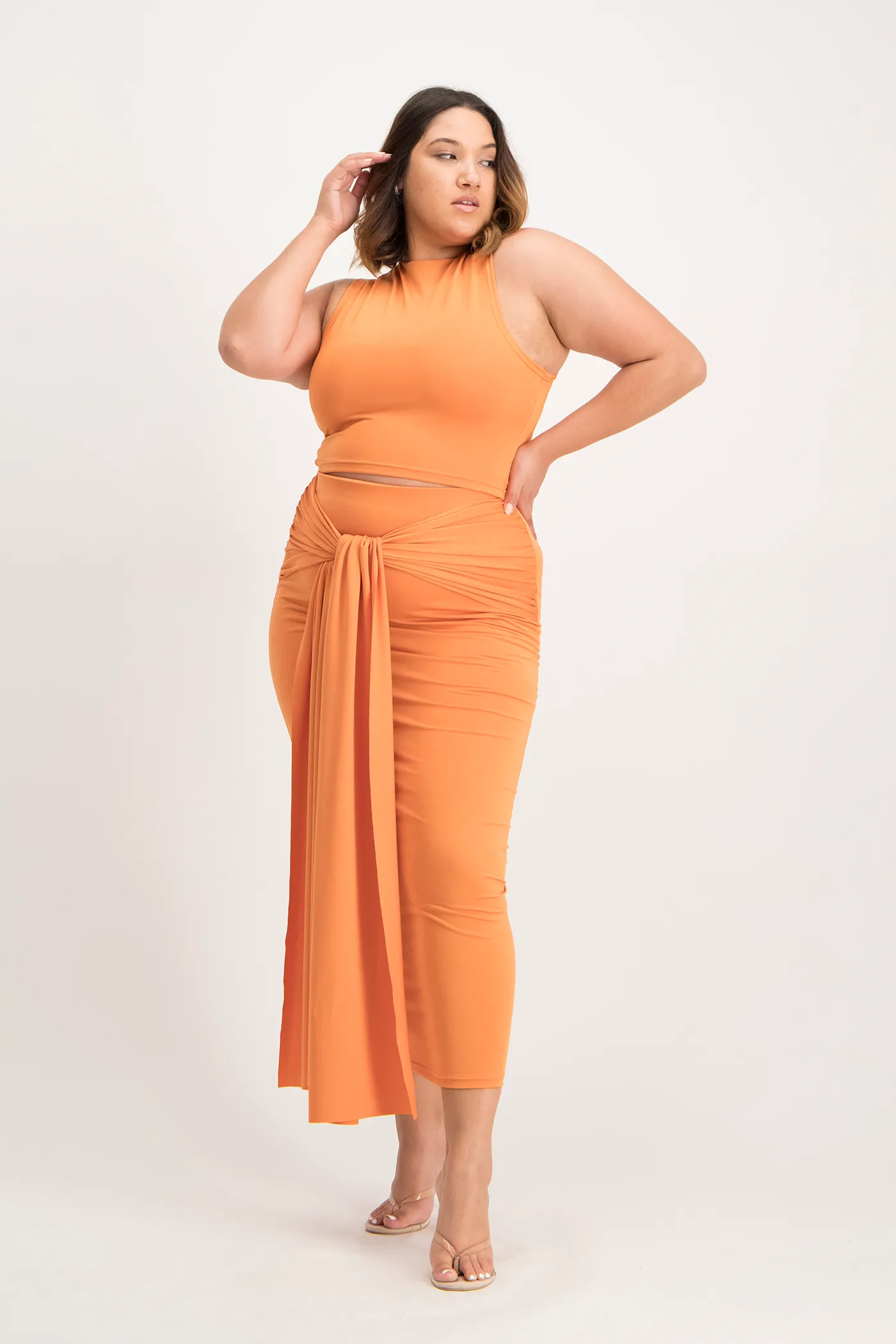 Hazel High Neck Crop Top - Dusty Orange