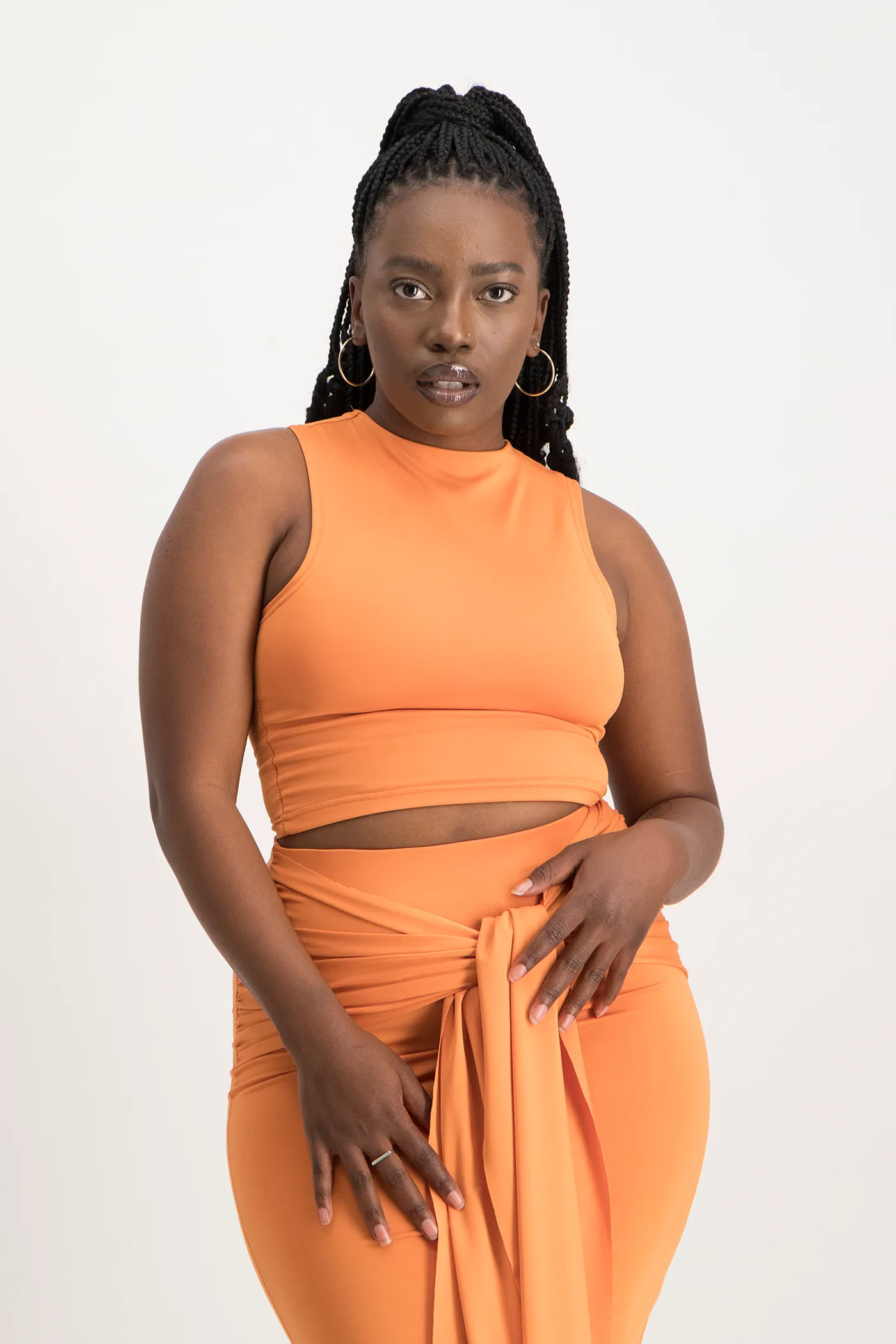 Hazel High Neck Crop Top - Dusty Orange