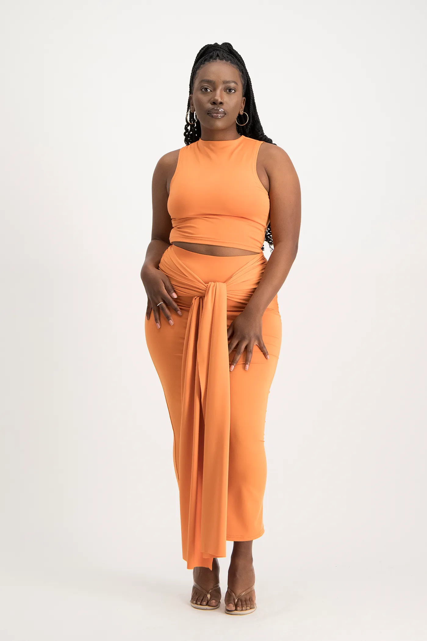 Hazel High Neck Crop Top - Dusty Orange