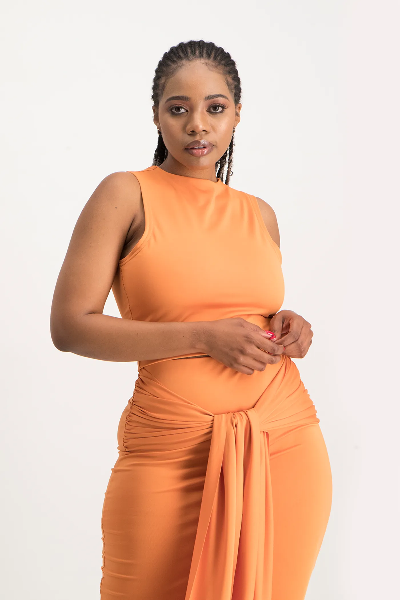 Hazel High Neck Crop Top - Dusty Orange