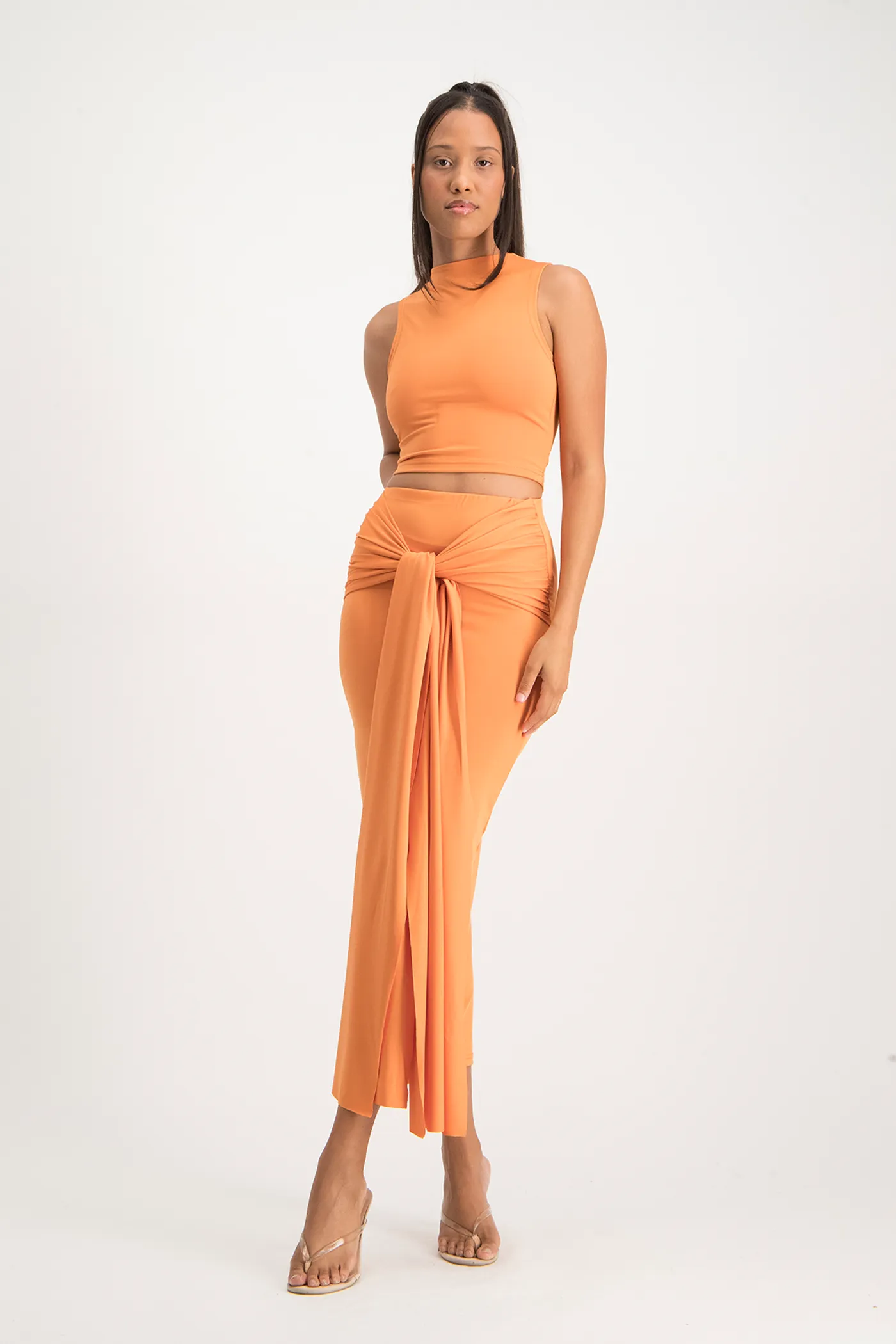 Hazel High Neck Crop Top - Dusty Orange
