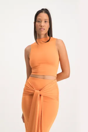 Hazel High Neck Crop Top - Dusty Orange