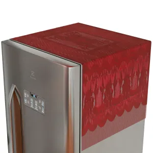 Heart Home Fridge Top Cover | Household Refrigerator Cover | Refrigerator Top Cover for Kitchen | Refrigerator Top Protector | Net Jhalar Fridge Top Cover | Maroon