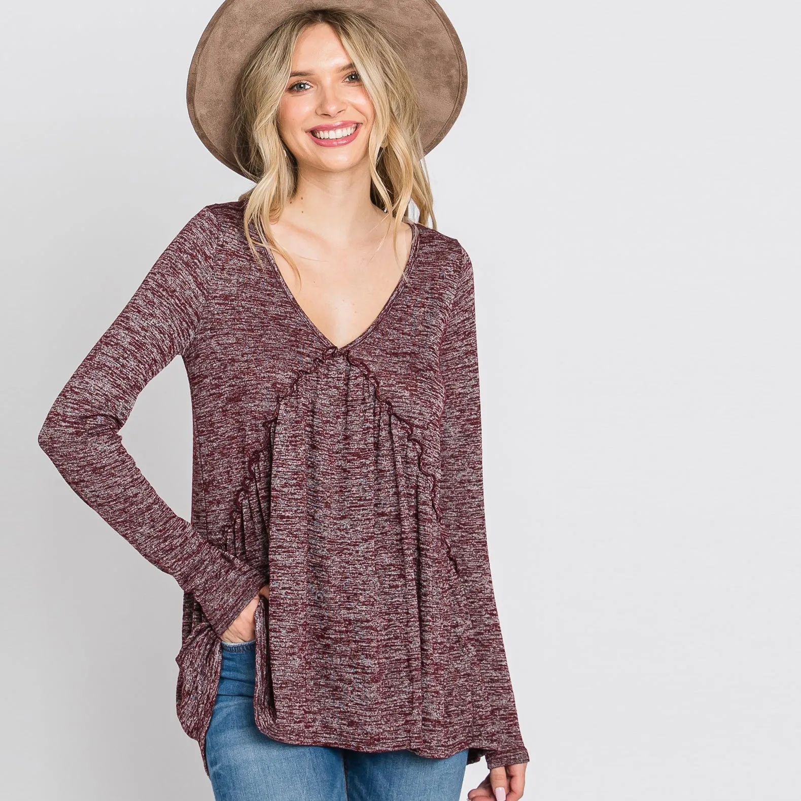 Heather Baby Doll Top