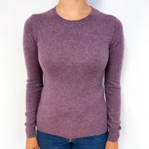Heather Purple Cashmere Crew Neck Jumper Small
