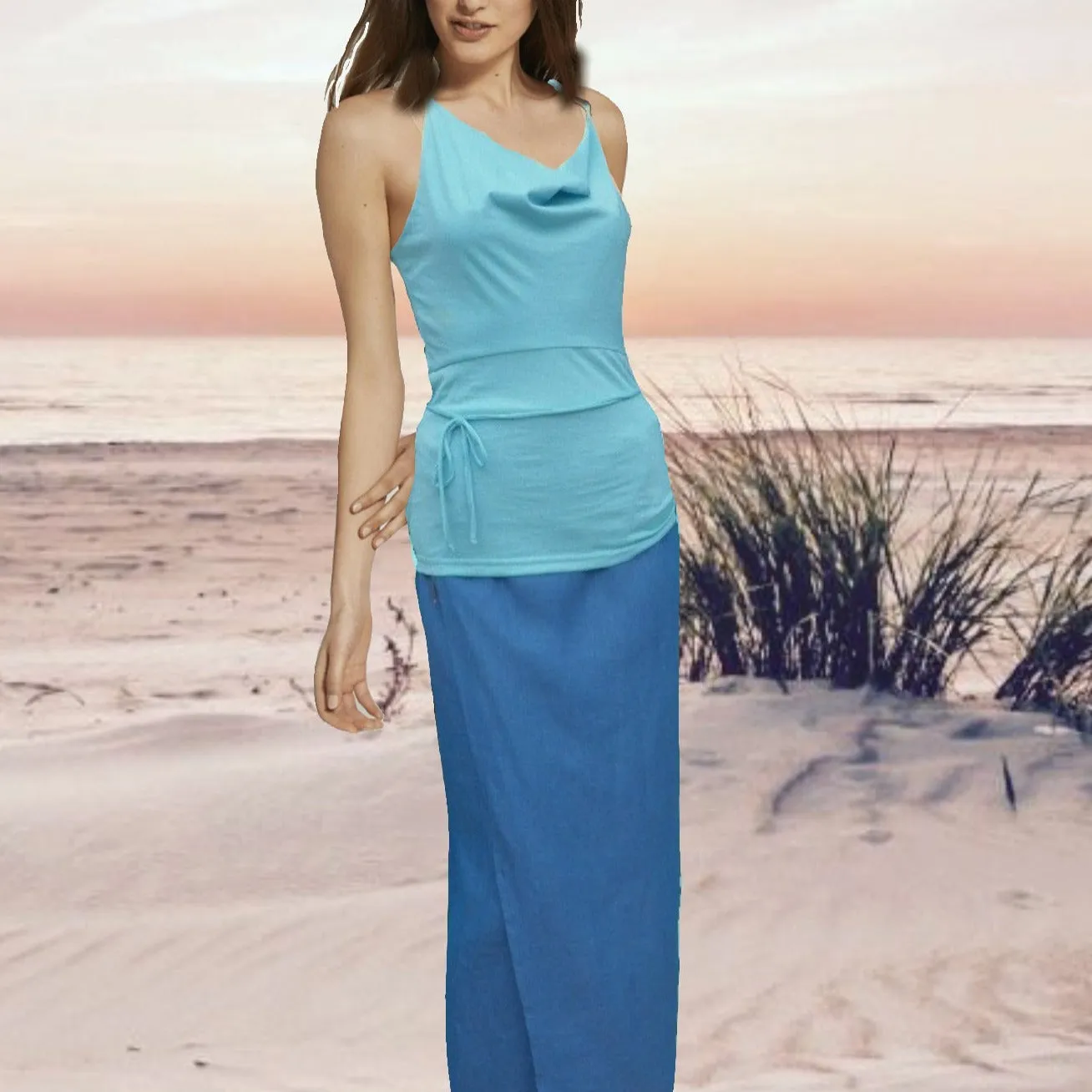 hemdje met drape hals  / camisole with draped neck