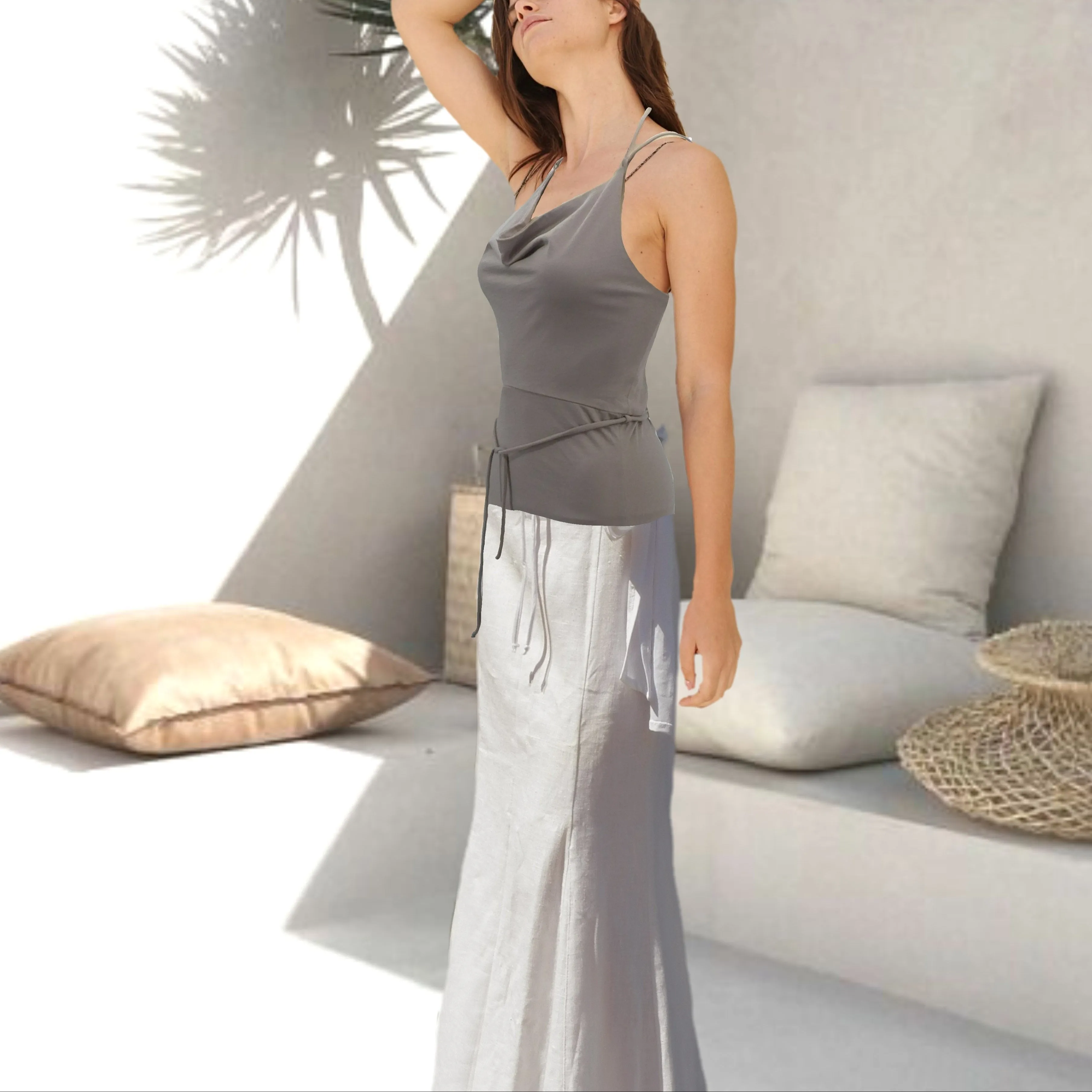 hemdje met drape hals  / camisole with draped neck