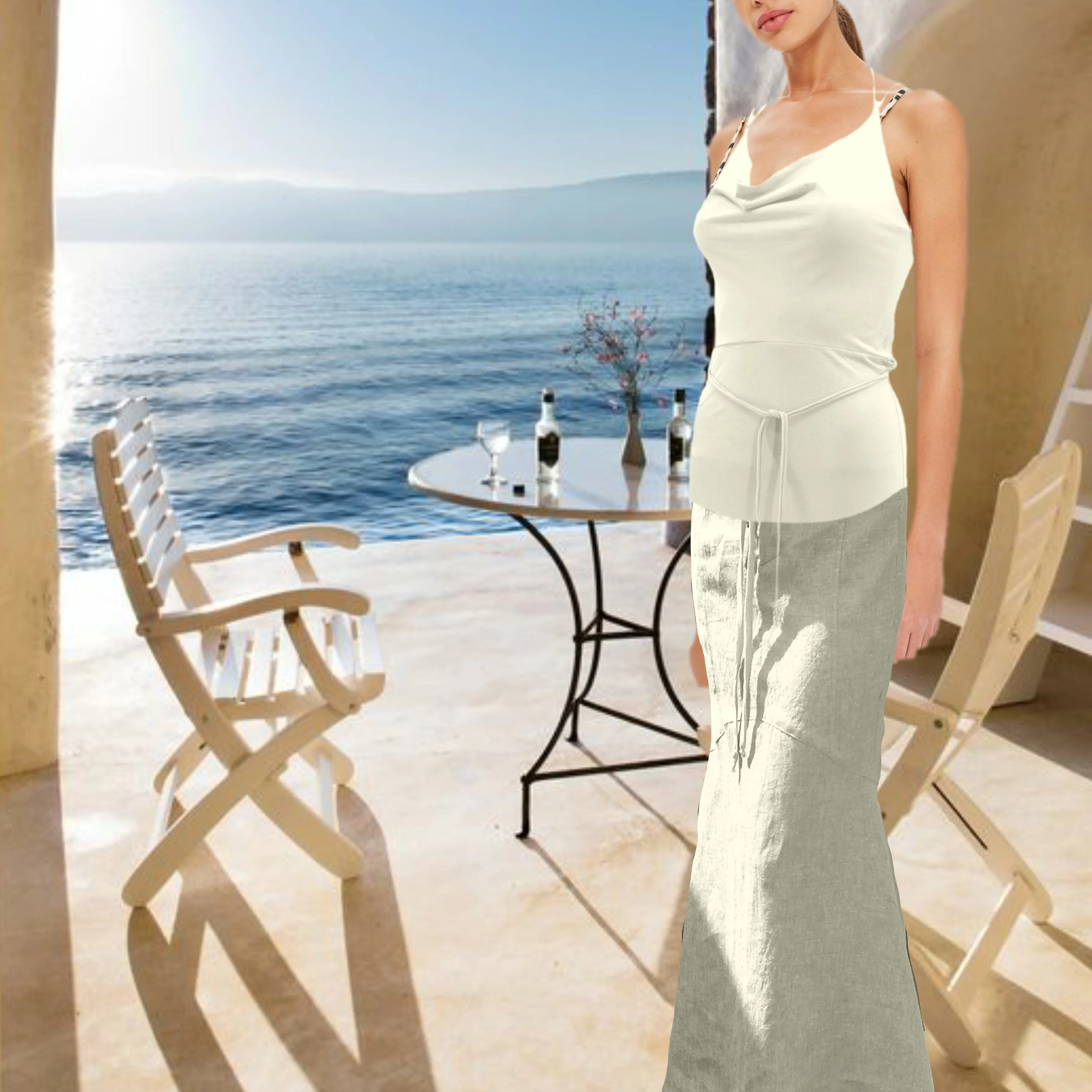hemdje met drape hals  / camisole with draped neck