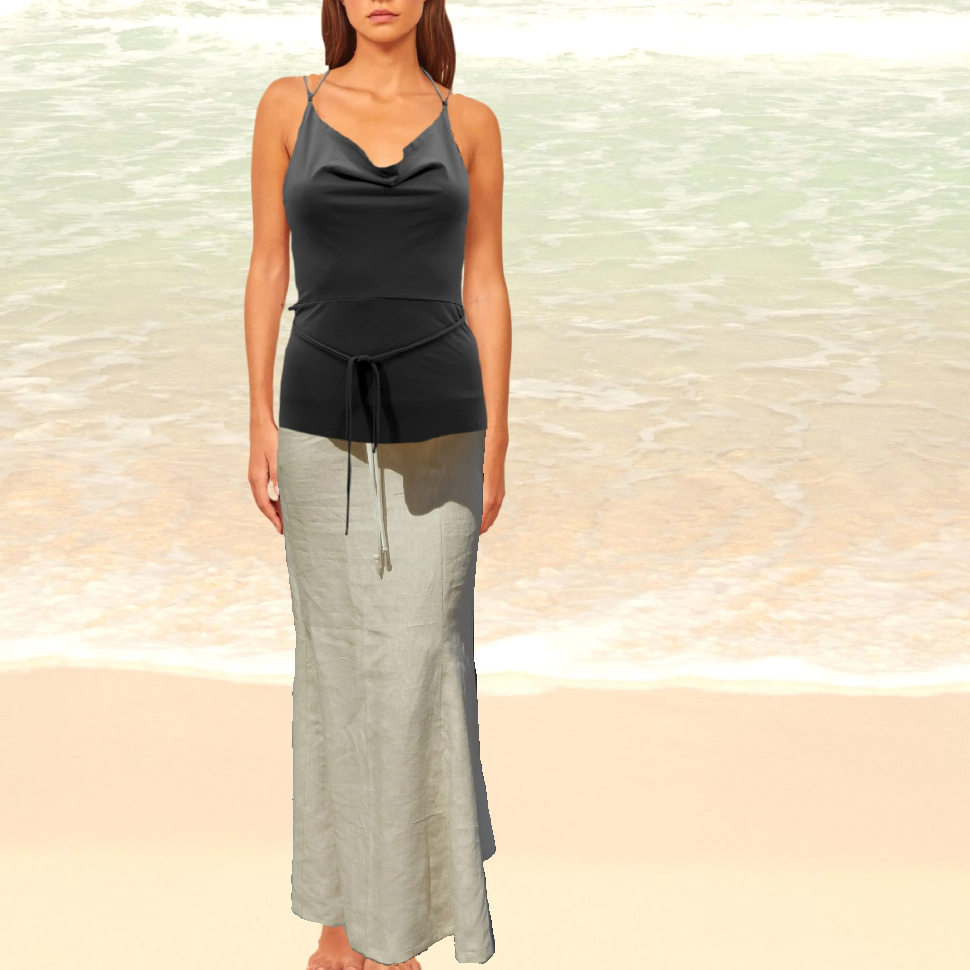 hemdje met drape hals  / camisole with draped neck