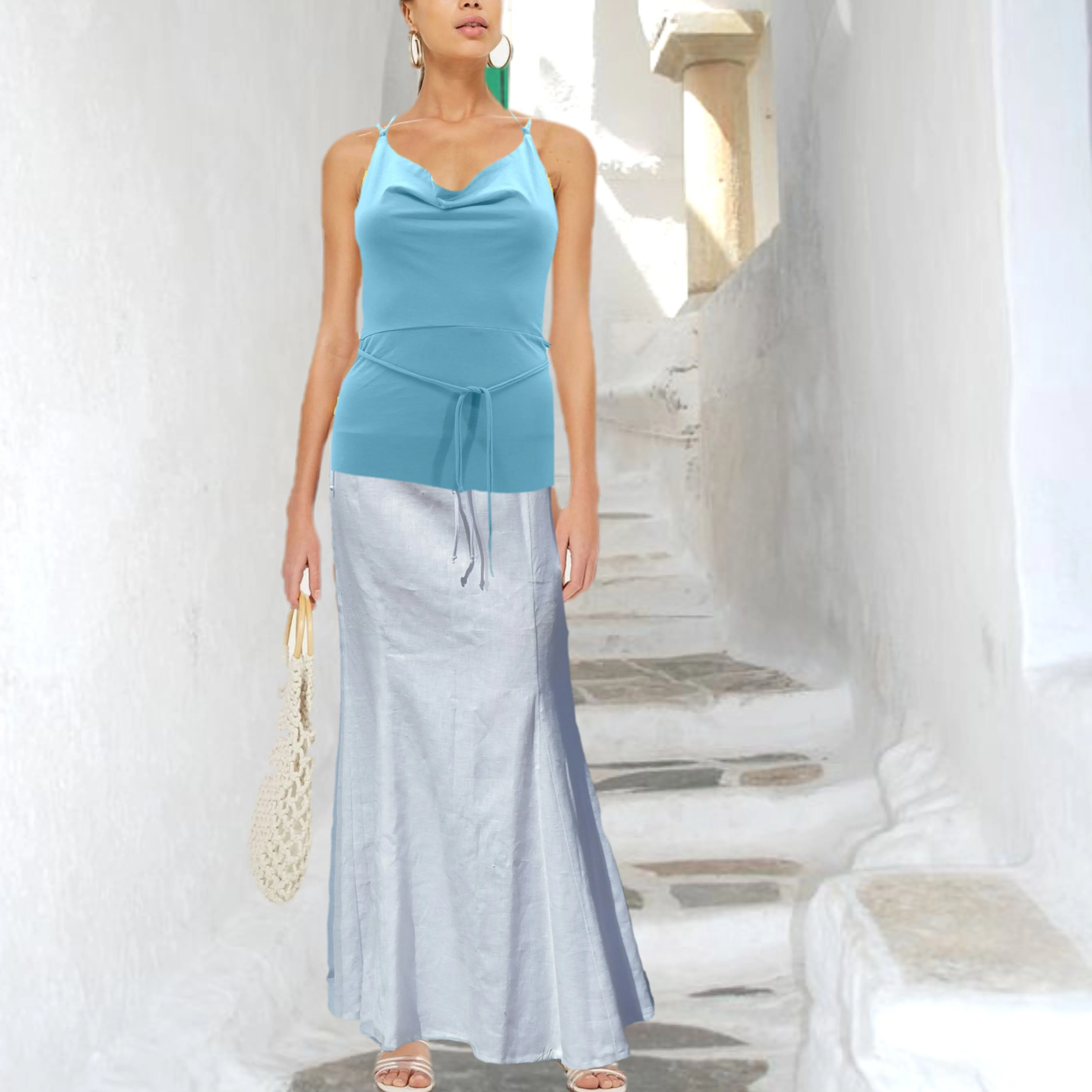 hemdje met drape hals  / camisole with draped neck