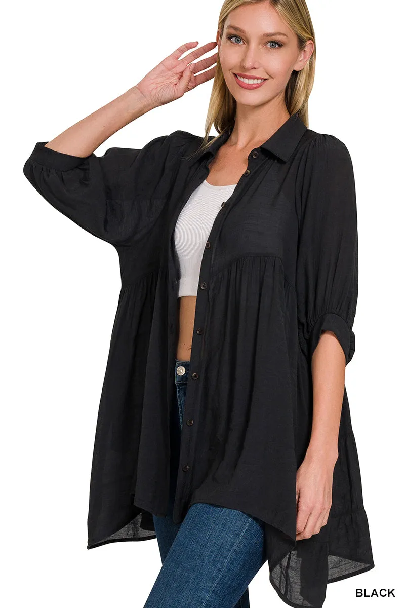 Hi-low Button Top by Zenana