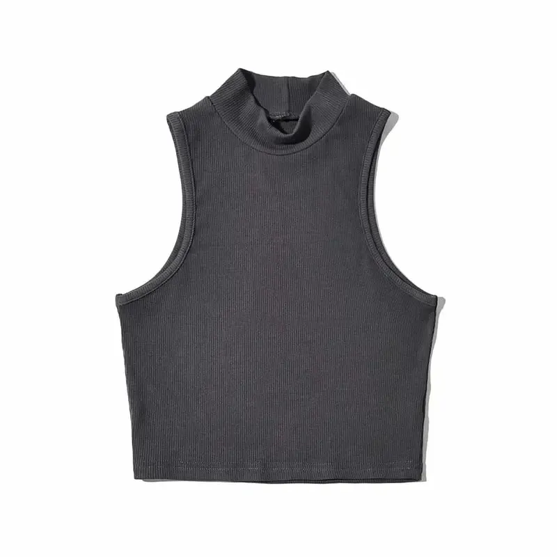High Neck Sleeveless Crop Top
