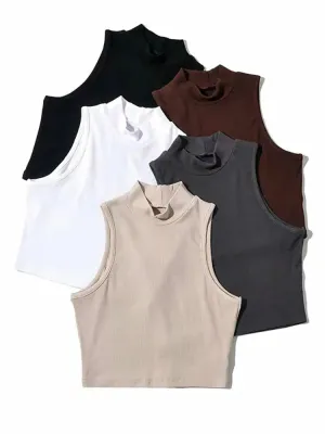 High Neck Sleeveless Crop Top