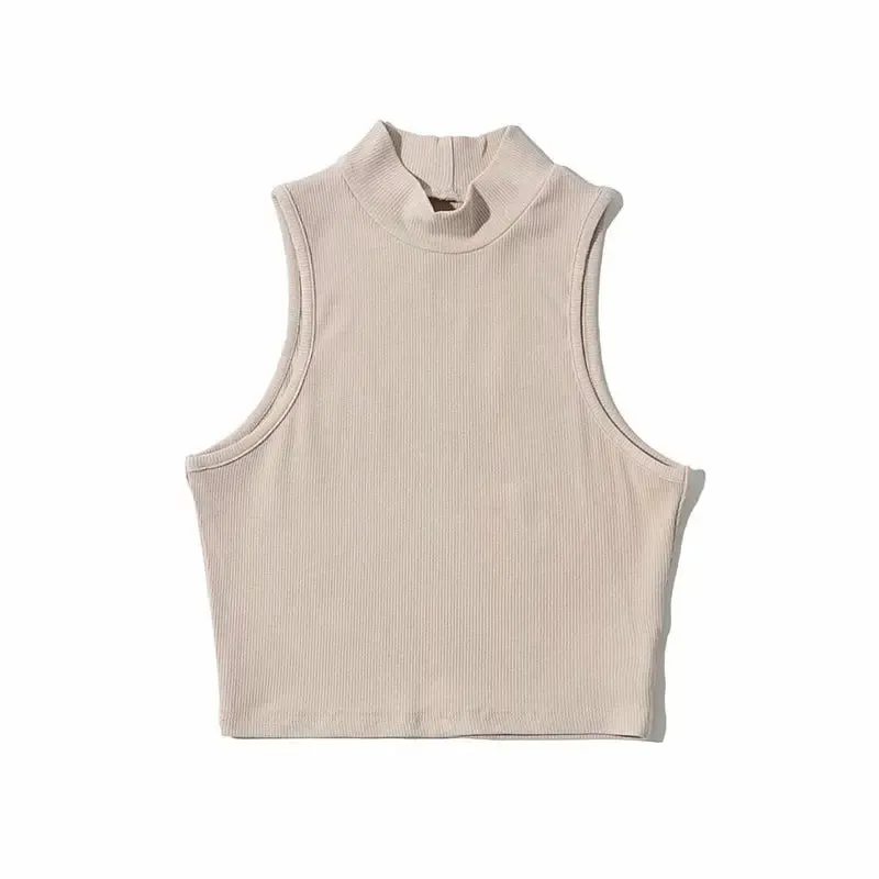 High Neck Sleeveless Crop Top