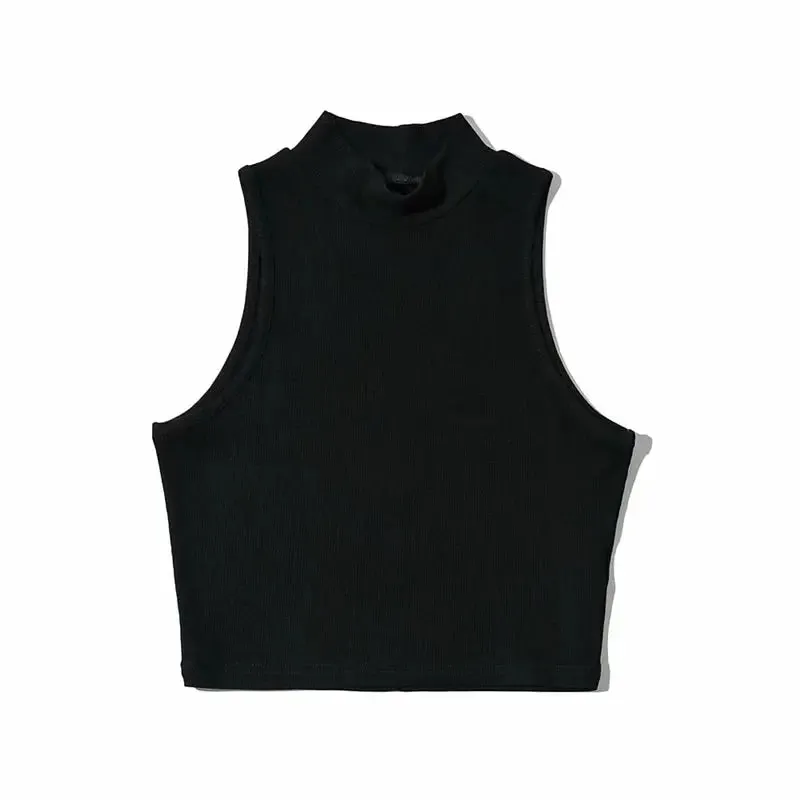 High Neck Sleeveless Crop Top