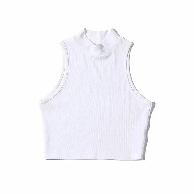 High Neck Sleeveless Crop Top